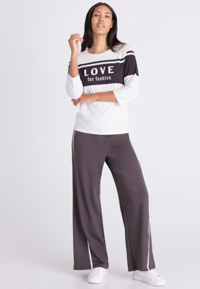 ФУТБОЛКА TUZZI с контрастными полосами и надписью «LOVE for fashion»