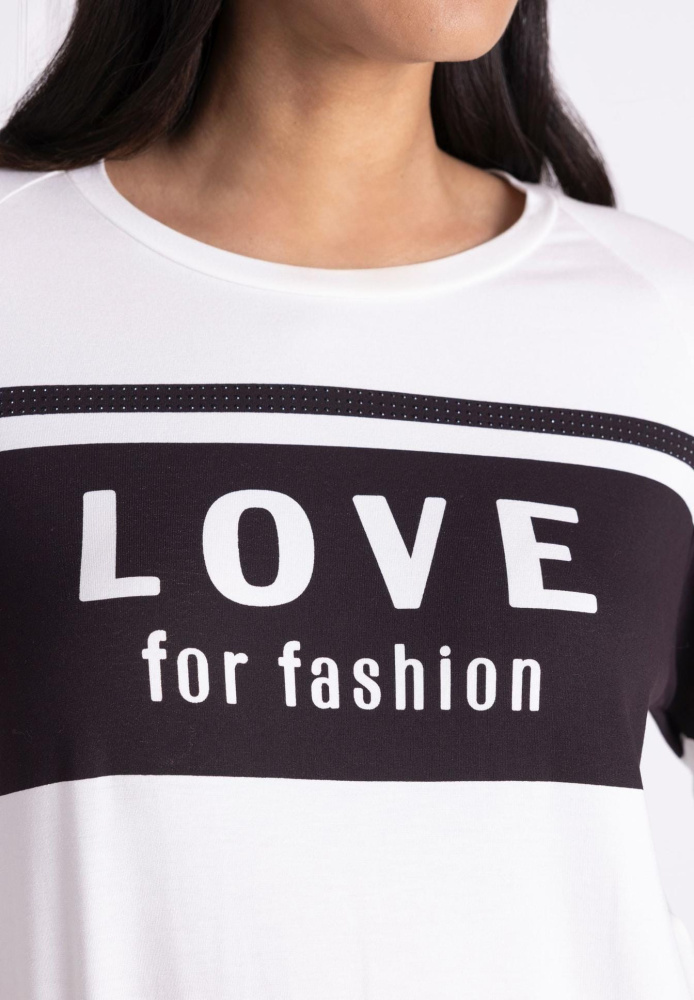 ФУТБОЛКА TUZZI с контрастными полосами и надписью «LOVE for fashion»